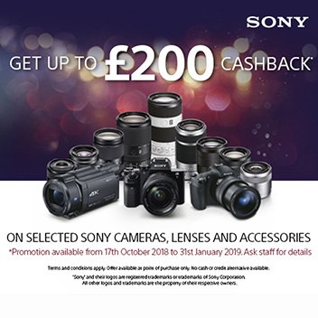 Get up to £200 cashback on selected new Sony cameras and lenses Sony Cashback